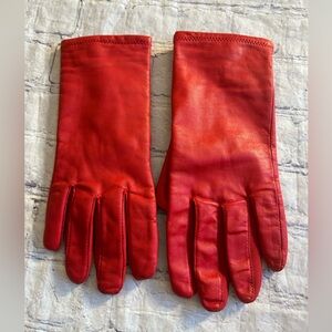 FOWNES VTG NYLON SPANDEX GENUINE LEATHER RED WOMEN’S GLOVES SIZE B
